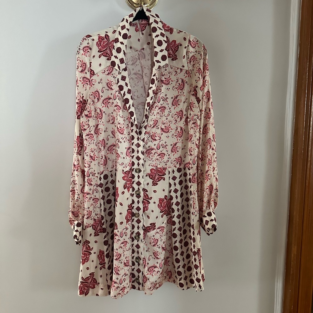 Free People size L Long Sleeve Button Down Dress